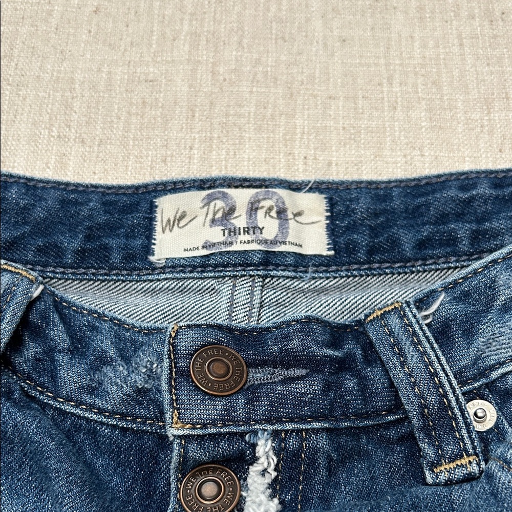 We The Free Shorts Women’s 30 Blue Distressed Button-fly Denim Hippie - Picture 2 of 11